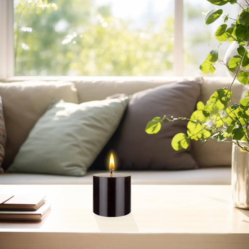 Mega Candles 6 pcs Unscented Solid Black Pillar Candles, Hand Poured Premium Wax Candle 3 Inch x 3 Inch, Home DÃ©cor, Spas, Weddings, Occasions, Party, Centerpieces, Holidays, Vigils, Prayers - Image 3